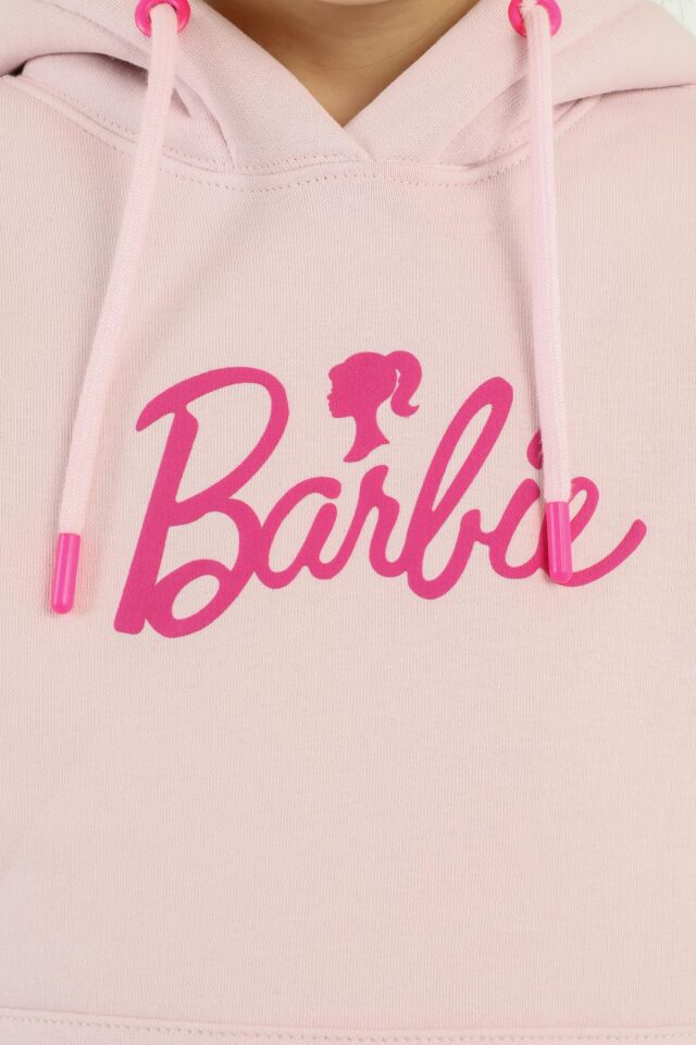 Kapüşonlu Barbie Baskı Detaylı Kız Çocuk Eşofman Takımı LİLA - 3-4 Yaş