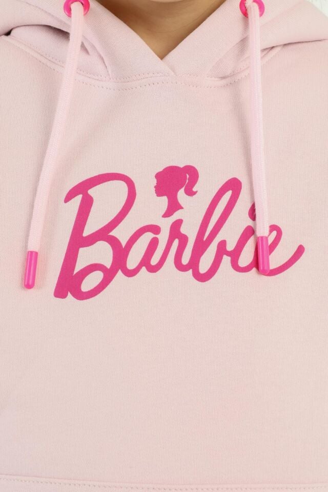 Kapüşonlu Barbie Baskı Detaylı Kız Çocuk Eşofman Takımı LİLA - 2-3 Yaş