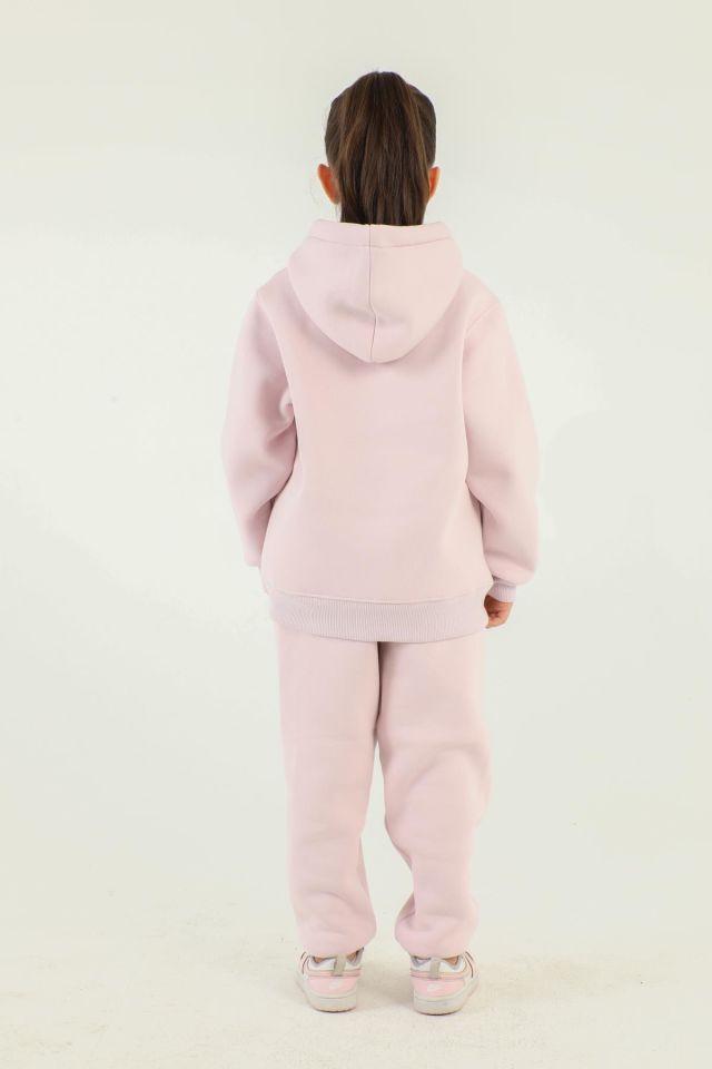 Kapüşonlu Barbie Baskı Detaylı Kız Çocuk Eşofman Takımı LİLA - 5-6 Yaş