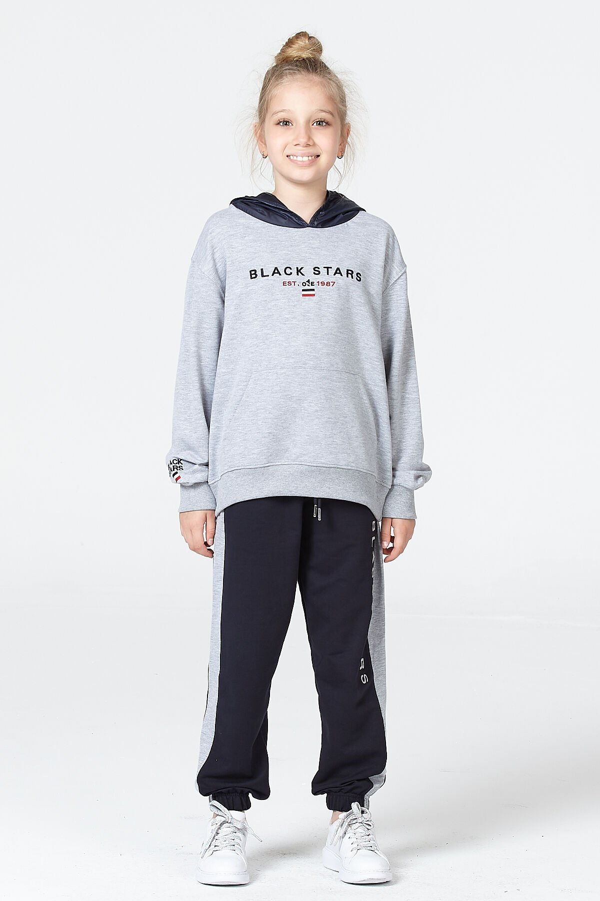 Kız Çocuk Şardonsuz 2 İplik Spor Eşofman Takımı – Normal Kalıp Mevsimlik 11-12 Yaş - GRİ MELANJ