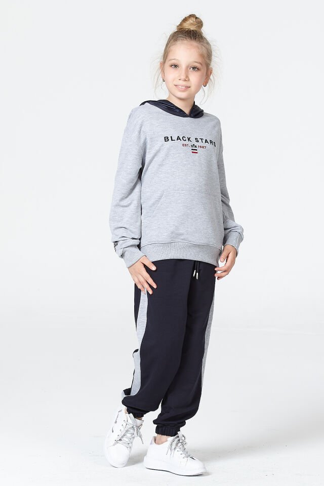 Kız Çocuk Şardonsuz 2 İplik Spor Eşofman Takımı – Normal Kalıp Mevsimlik 11-12 Yaş - GRİ MELANJ