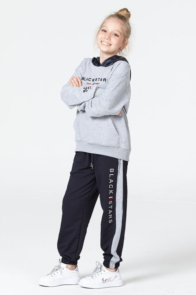 Kız Çocuk Şardonsuz 2 İplik Spor Eşofman Takımı – Normal Kalıp Mevsimlik 11-12 Yaş - GRİ MELANJ