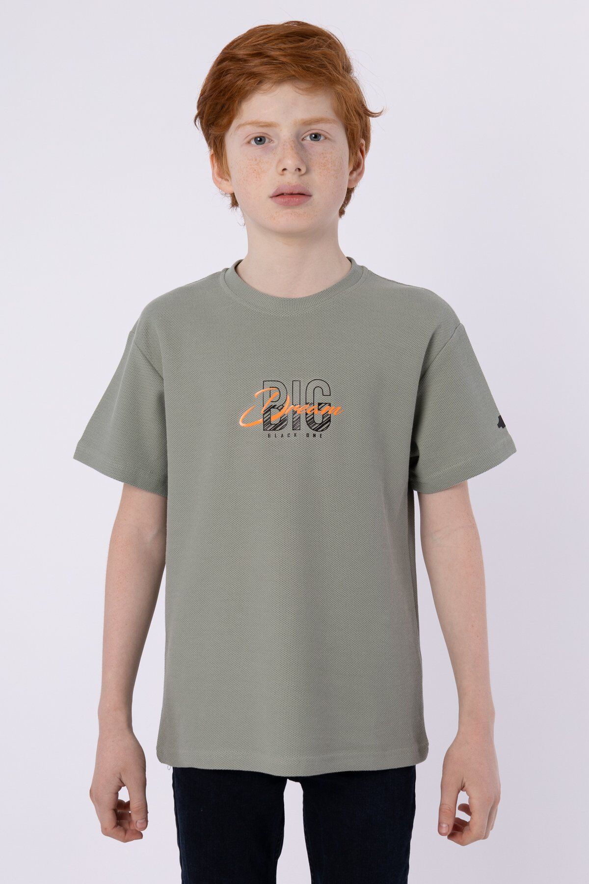%100 PAMUKLU PETEK KUMAŞTAN TERLETMEYEN BASKILI CEP DETAYLI ERKEK ÇOCUK YAZLIK BİSİKLET YAKA T-SHIRT 10-11 Yaş - YEŞİL