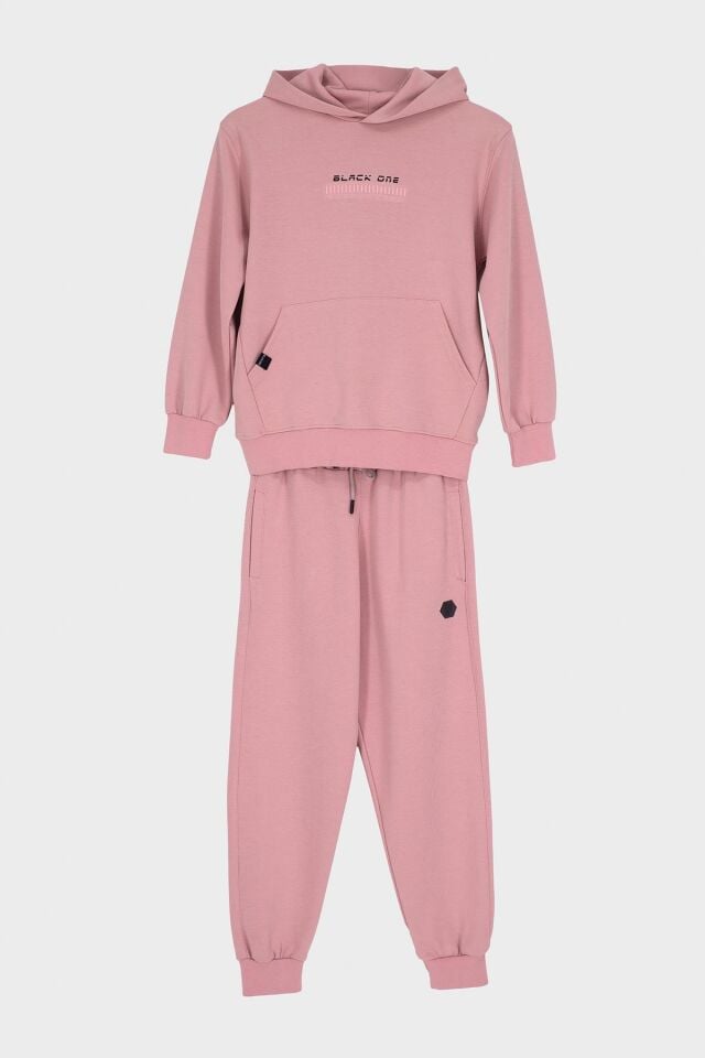 8-15 Yaş Erkek Çocuk Kapüşonlu Günlük Spor Takım – Black One