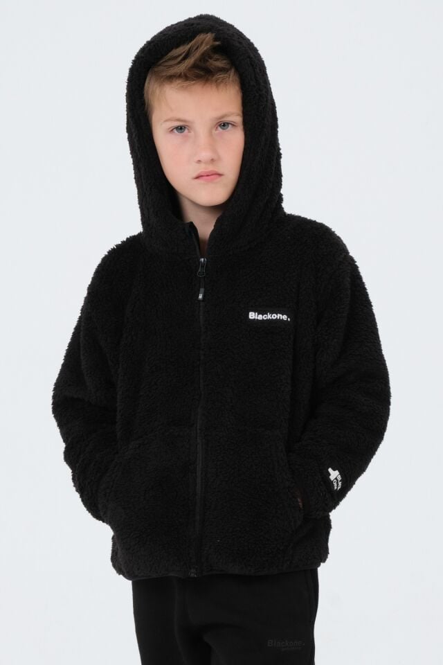 Nakış Detaylı Peluş Kapüşonlu Kargo Cepli Üst