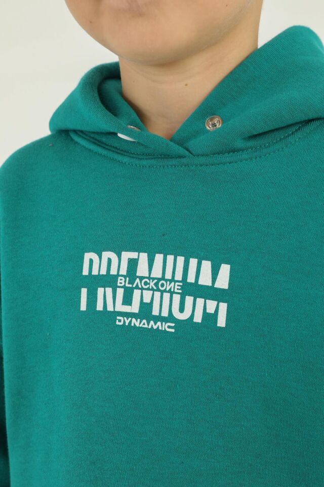 Kapüşonlu Kargo Cepli Baskı Detaylı Erkek Çocuk Eşofman Takımı BENETTON YEŞİL - 2-3 Yaş