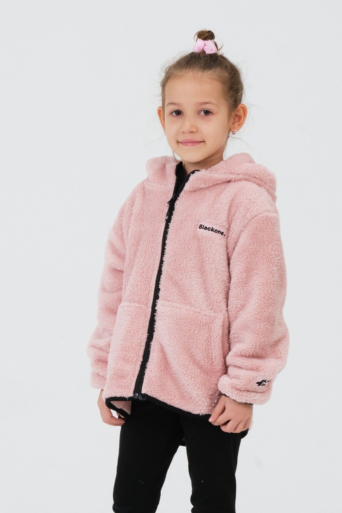 Nakış Detaylı Peluş Kapüşonlu Kargo Cepli Üst PEMBE - 2-3 Yaş