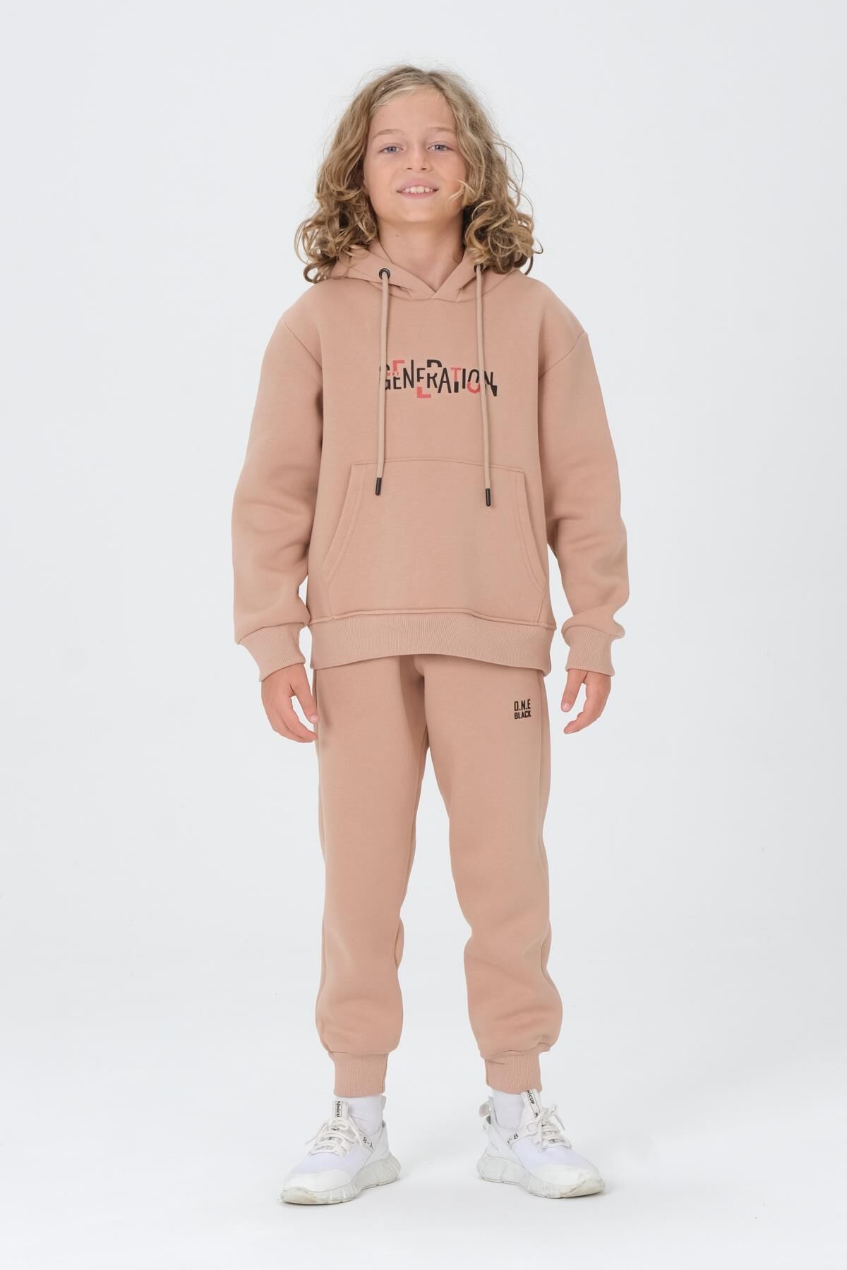 Erkek Çocuk Kapüşonlu Eşofman takımı 8-9 Yaş - VİZON