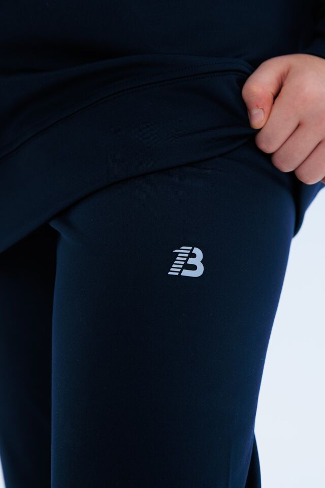 Black One Kız Çocuk Şerit Detaylı Salaş Sweat ve Tayt Spor Takım – Rahat Kesim, Yumuşak Kumaş İNDİGO - 8-9 Yaş