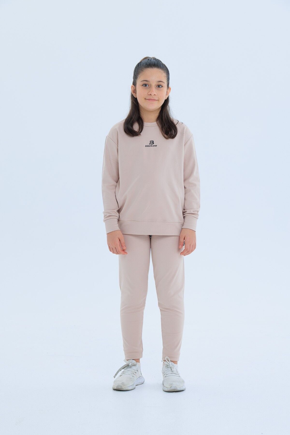 Black One Kız Çocuk Şerit Detaylı Salaş Sweat ve Tayt Spor Takım – Rahat Kesim, Yumuşak Kumaş VİZON - 8-9 Yaş