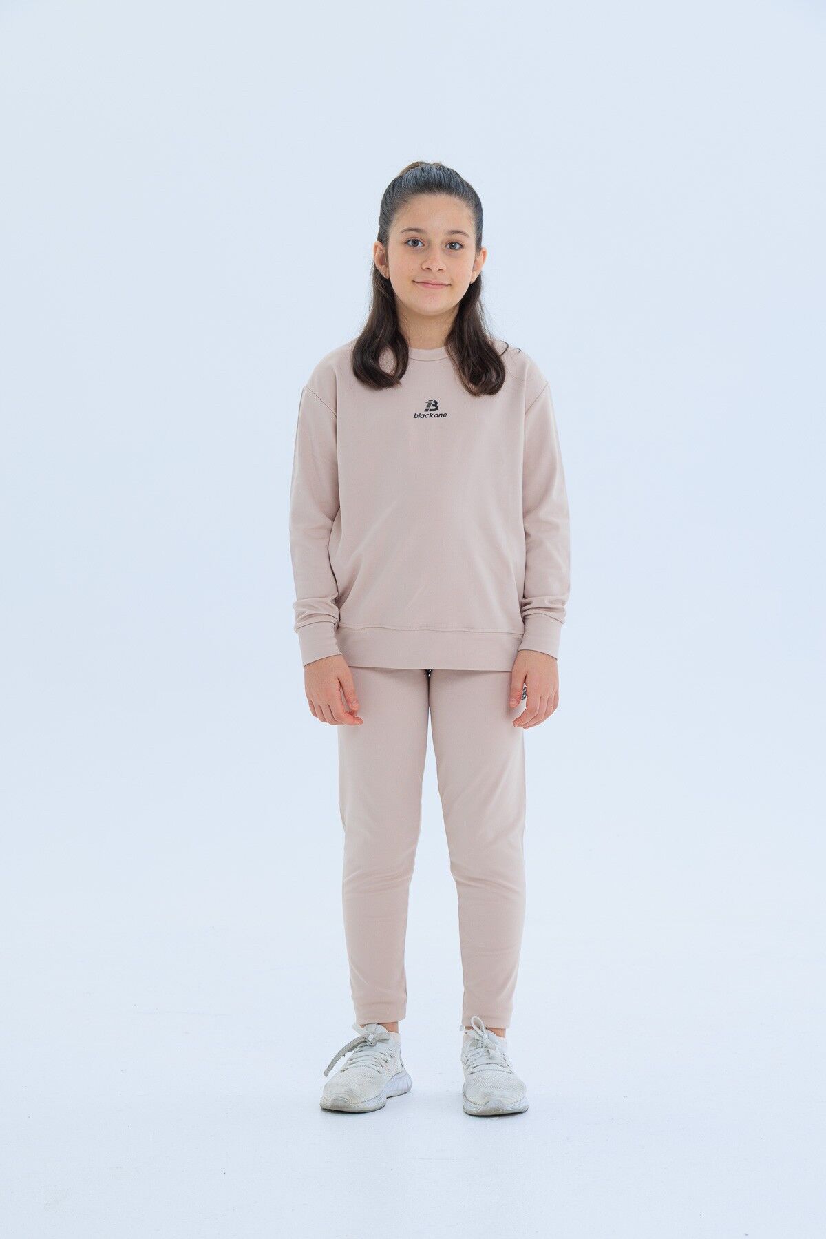 Black One Kız Çocuk Şerit Detaylı Salaş Sweat ve Tayt Spor Takım – Rahat Kesim, Yumuşak Kumaş VİZON - 11-12 Yaş