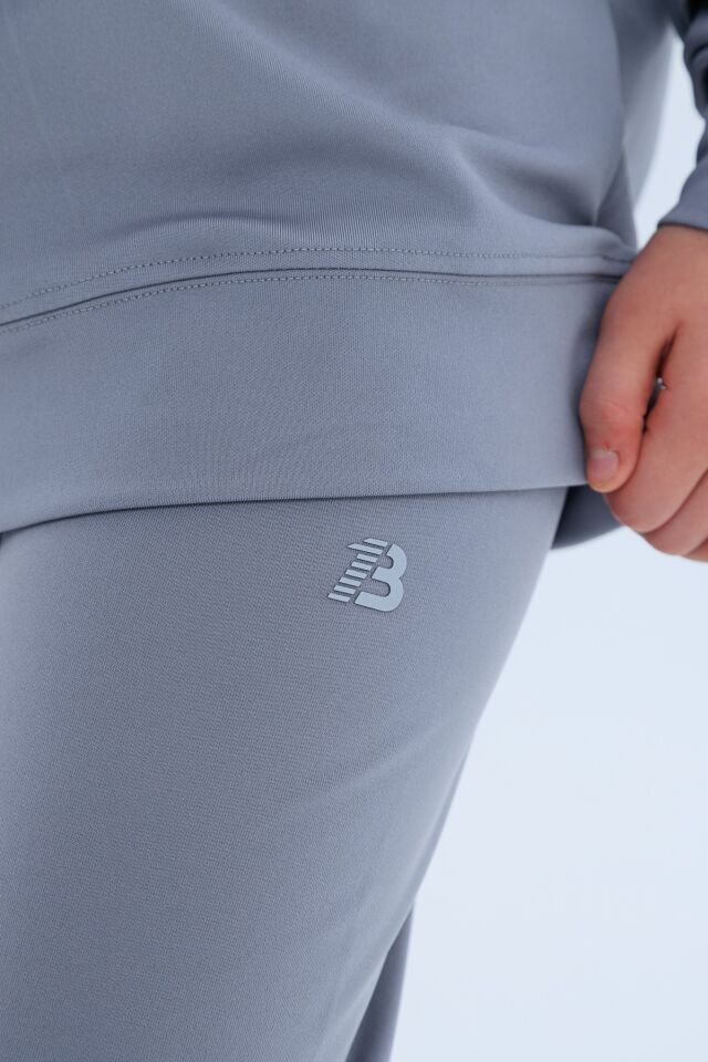 Black One Kız Çocuk Şerit Detaylı Salaş Sweat ve Tayt Spor Takım – Rahat Kesim, Yumuşak Kumaş KOYU GRİ - 8-9 Yaş