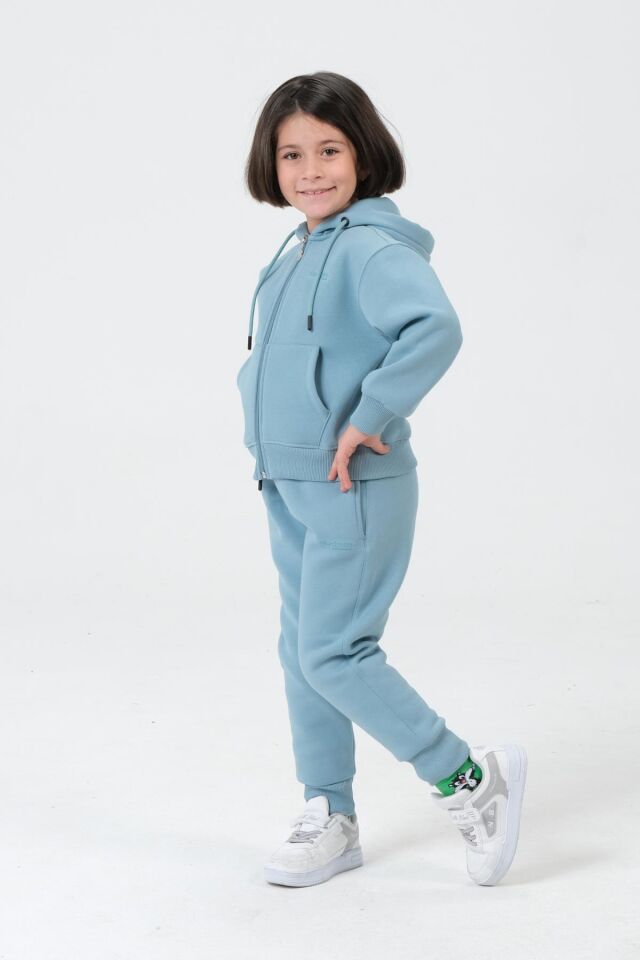 Kız Çocuk Kapüşonlu Eşofman Takımı COMEO BLUE - 2-3 Yaş