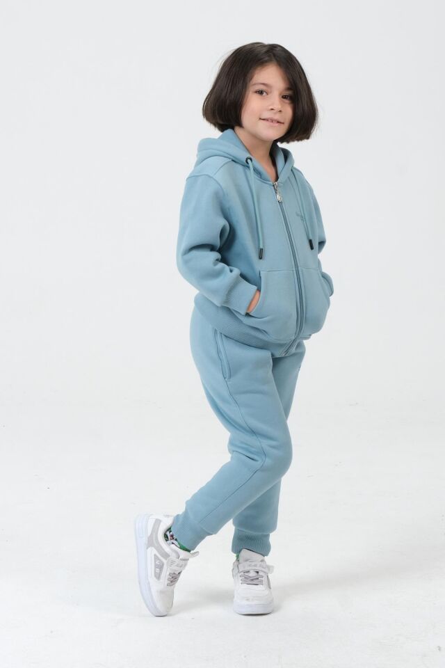Kız Çocuk Kapüşonlu Eşofman Takımı COMEO BLUE - 2-3 Yaş