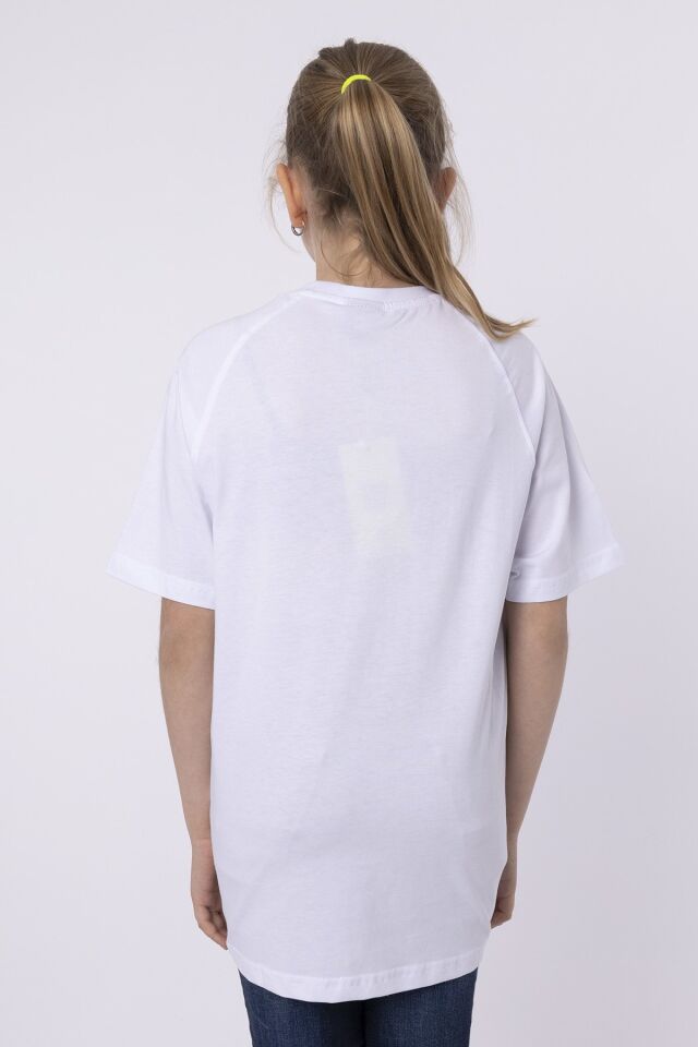 %100 PAMUK SÜPREM KUMAŞTAN ENJEKSİYON BASKILI KIZ ÇOCUK T-SHIRT YAZLIK BİSİKLET YAKA BLACK ONE