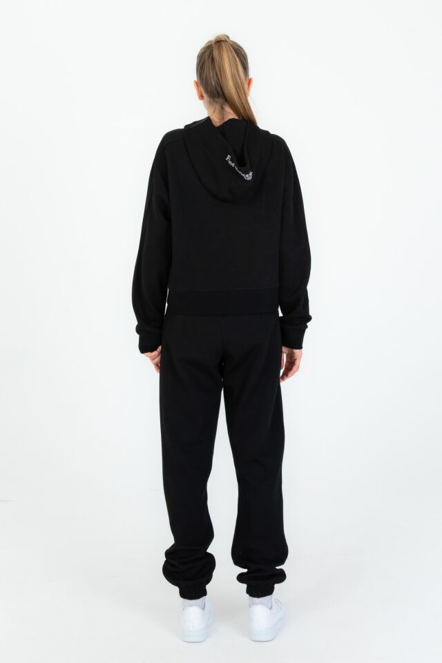 Black One 9-14 Yaş Kız Çocuk Sweat ve Bol Pantolon Takımı – Rahat Günlük Kombin SİYAH - 10-11 Yaş