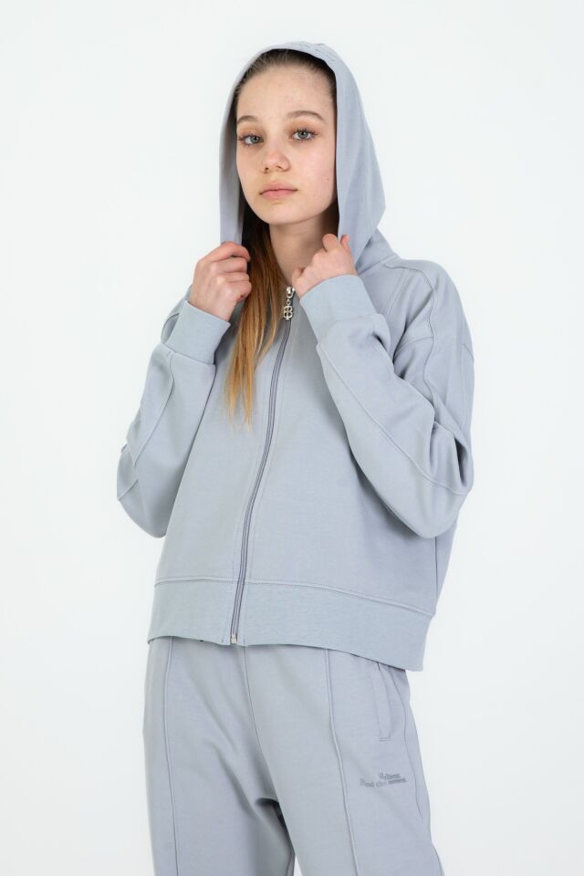 Black One 9-14 Yaş Kız Çocuk Sweat ve Bol Pantolon Takımı – Rahat Günlük Kombin GRİ - 9-10 Yaş