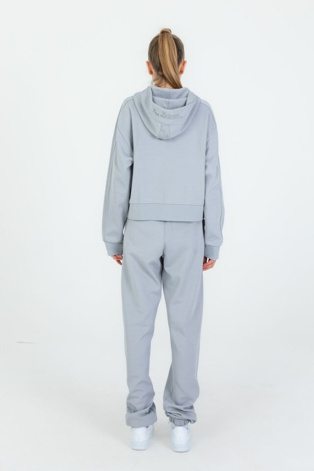Black One 9-14 Yaş Kız Çocuk Sweat ve Bol Pantolon Takımı – Rahat Günlük Kombin GRİ - 11-12 Yaş