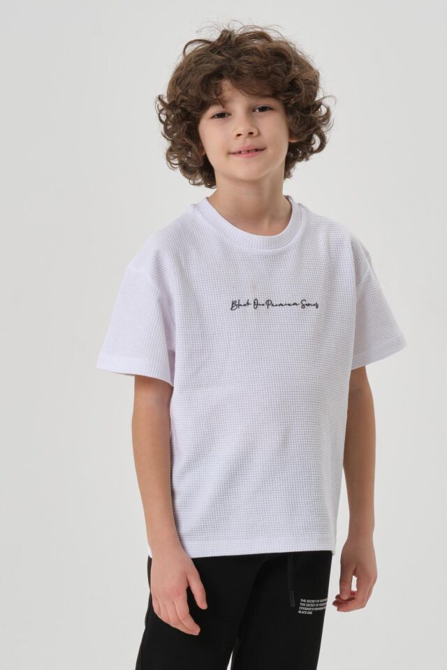 Erkek Çocuk Waffle Kumaş Yazlık T-Shırt