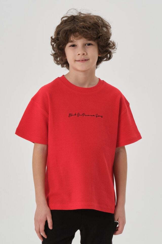 Erkek Çocuk Waffle Kumaş Yazlık T-Shırt