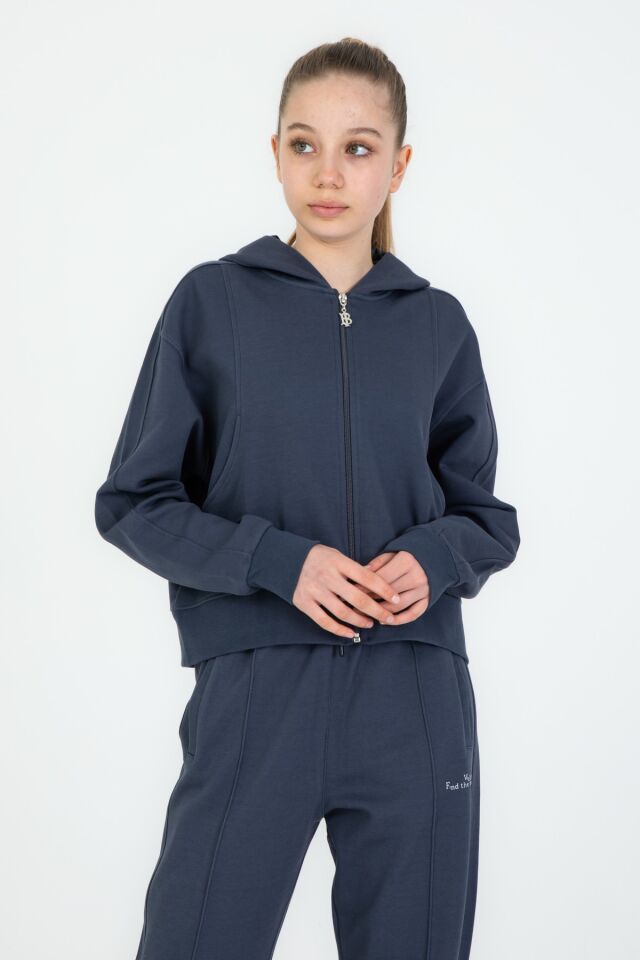 Black One 9-14 Yaş Kız Çocuk Sweat ve Bol Pantolon Takımı – Rahat Günlük Kombin FÜME - 9-10 Yaş