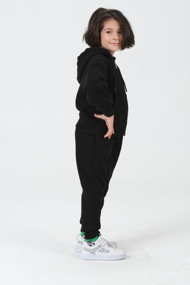 Kız Çocuk Kapüşonlu Eşofman Takımı SİYAH - 2-3 Yaş