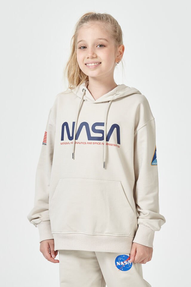 Kız Çocuk Şardonsuz 2 İplik Baskılı Kapüşonlu Spor Eşofman Takımı – Normal Kalıp 11-12 Yaş - TAŞ