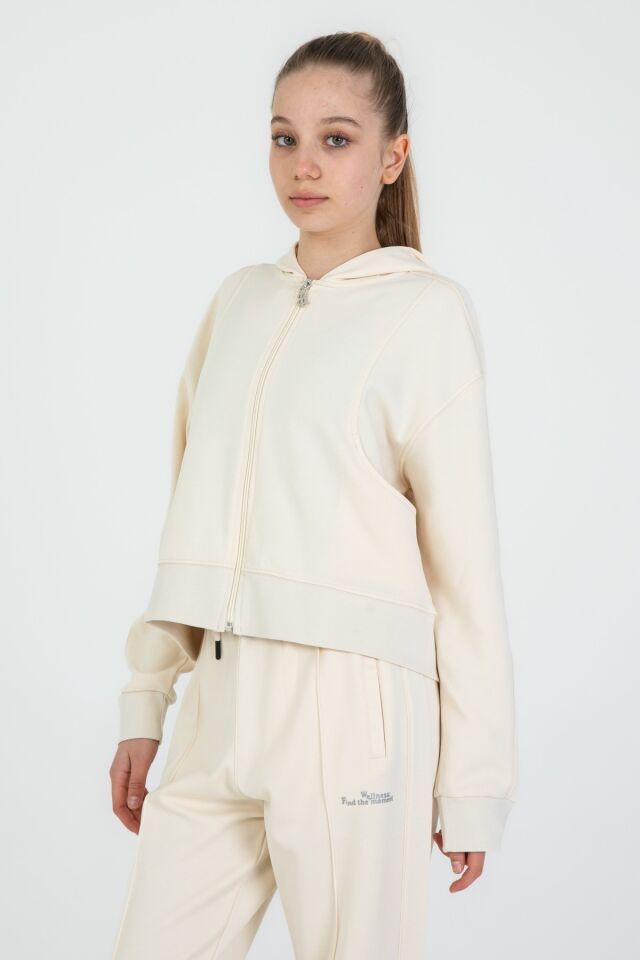 Black One 9-14 Yaş Kız Çocuk Sweat ve Bol Pantolon Takımı – Rahat Günlük Kombin KREM - 11-12 Yaş
