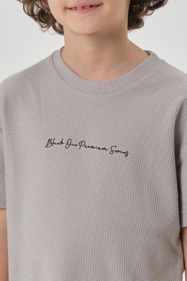 Erkek Çocuk Waffle Kumaş Yazlık T-Shırt BOYAMA GRİ - 3-4 Yaş