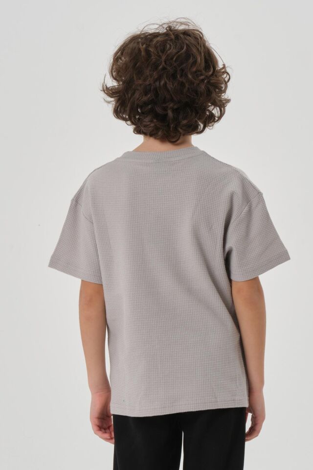 Erkek Çocuk Waffle Kumaş Yazlık T-Shırt BOYAMA GRİ - 3-4 Yaş