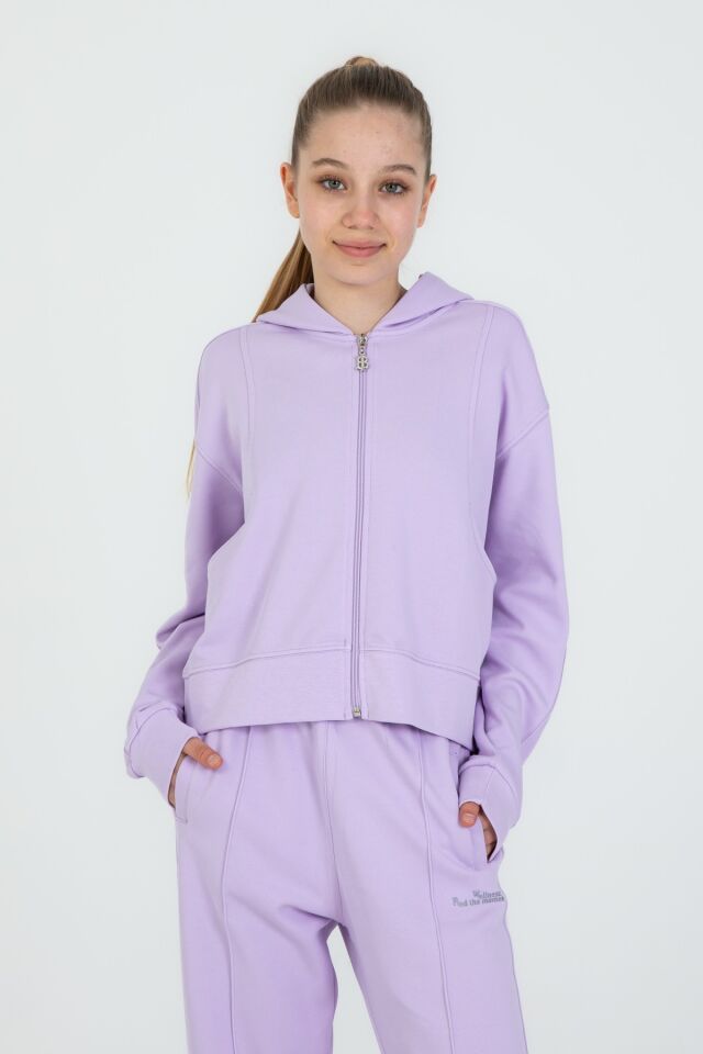 Black One 9-14 Yaş Kız Çocuk Sweat ve Bol Pantolon Takımı – Rahat Günlük Kombin LİLA - 10-11 Yaş