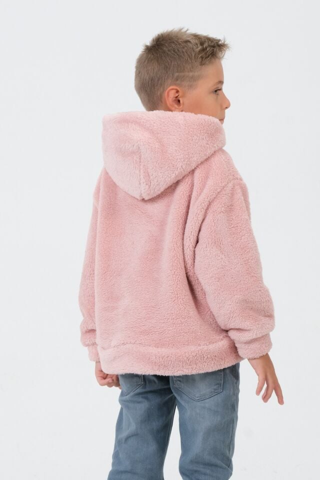 Erkek/Kız Çocuk Peluş Kapüşonlu Üst