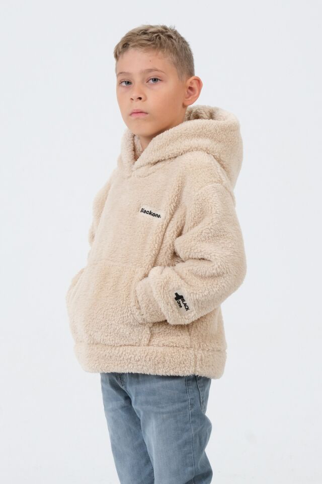 Erkek/Kız Çocuk Peluş Kapüşonlu Üst