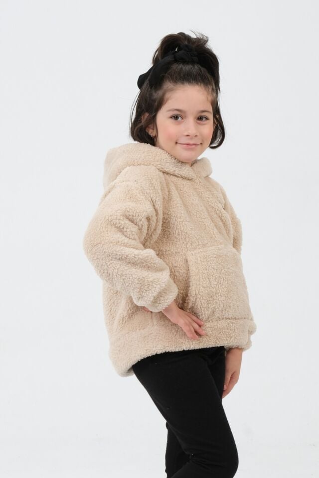 Erkek/Kız Çocuk Peluş Kapüşonlu Üst
