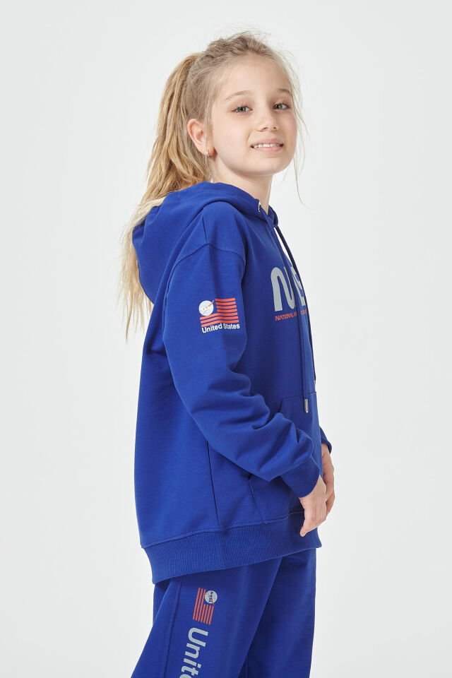 Kız Çocuk Şardonsuz 2 İplik Baskılı Kapüşonlu Spor Eşofman Takımı – Normal Kalıp 11-12 Yaş - SAKS