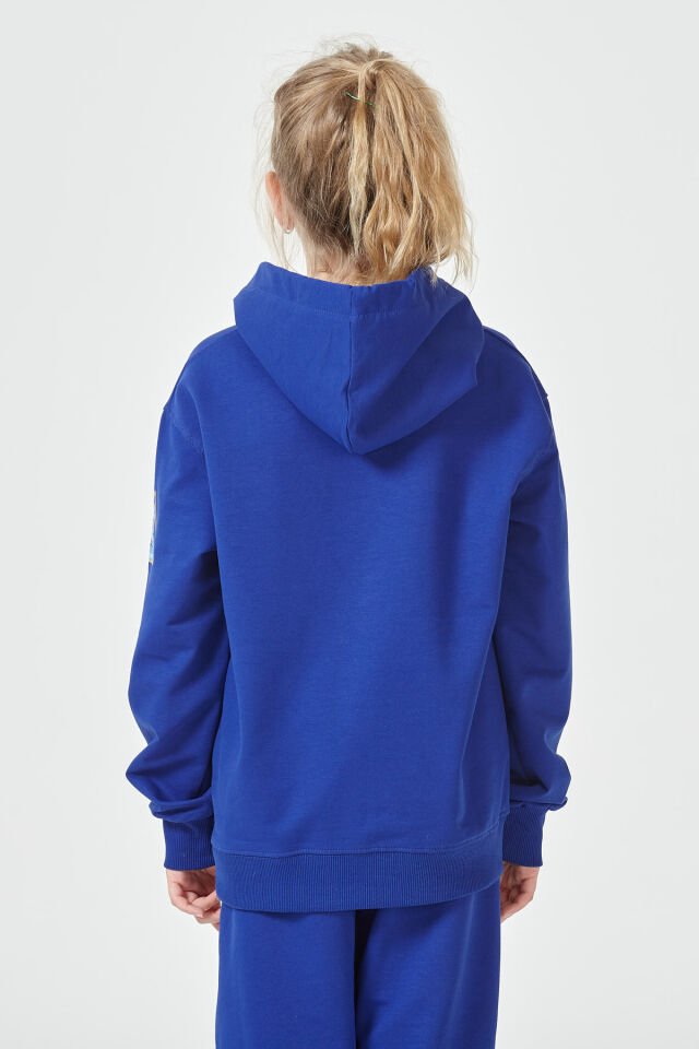 Kız Çocuk Şardonsuz 2 İplik Baskılı Kapüşonlu Spor Eşofman Takımı – Normal Kalıp 10-11 Yaş - SAKS