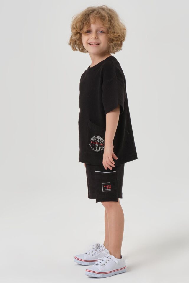 Erkek Çocuk Penye Waffle Kumaş Alt Üst Takım