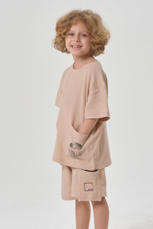 Erkek Çocuk Penye Waffle Kumaş Alt Üst Takım