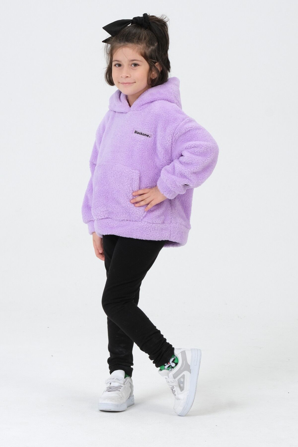 Erkek/Kız Çocuk Peluş Kapüşonlu Üst LİLA - 5-6 Yaş