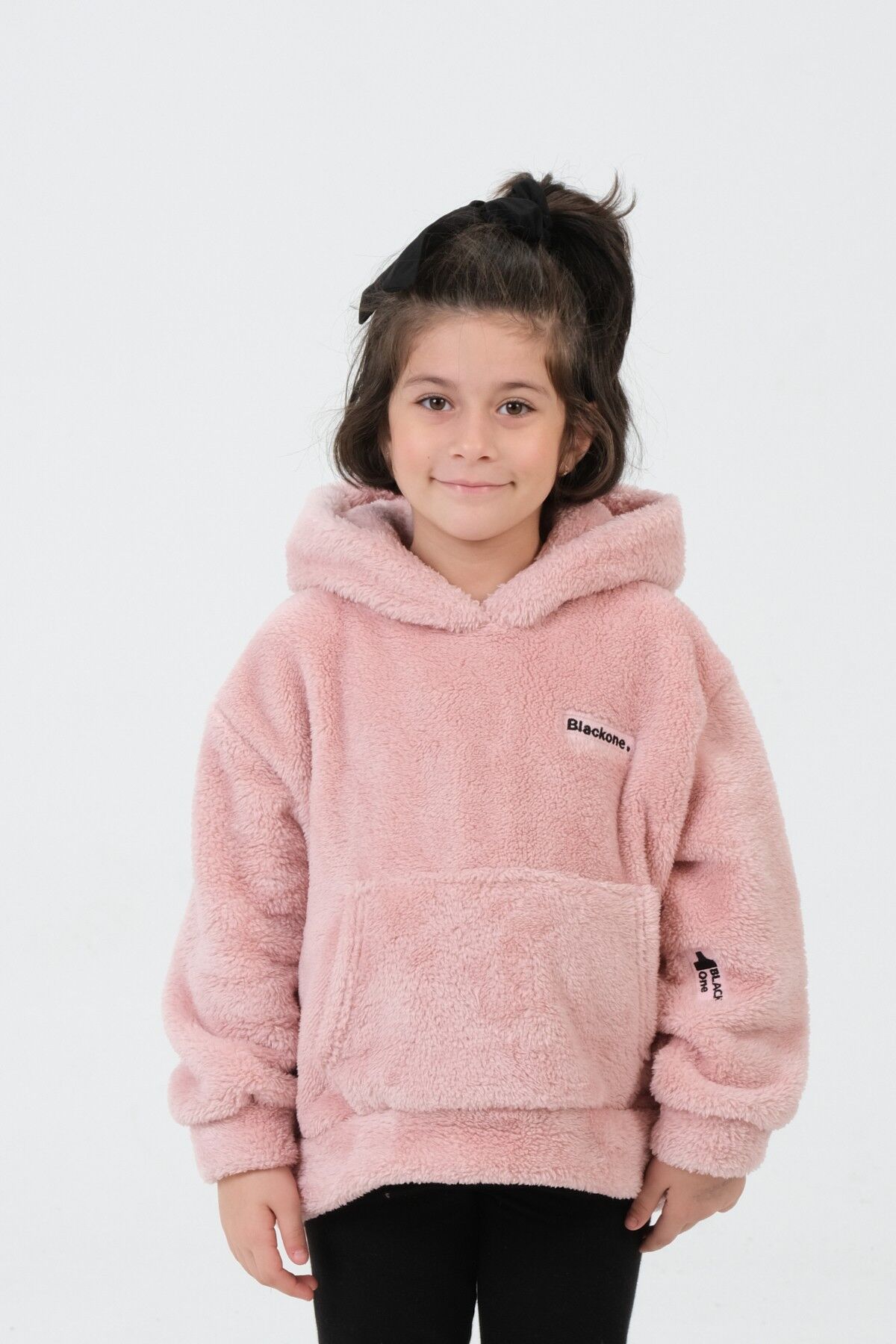 Erkek/Kız Çocuk Peluş Kapüşonlu Üst PEMBE - 6-7 Yaş