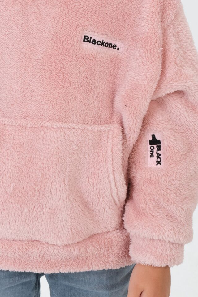 Erkek/Kız Çocuk Peluş Kapüşonlu Üst PEMBE - 6-7 Yaş