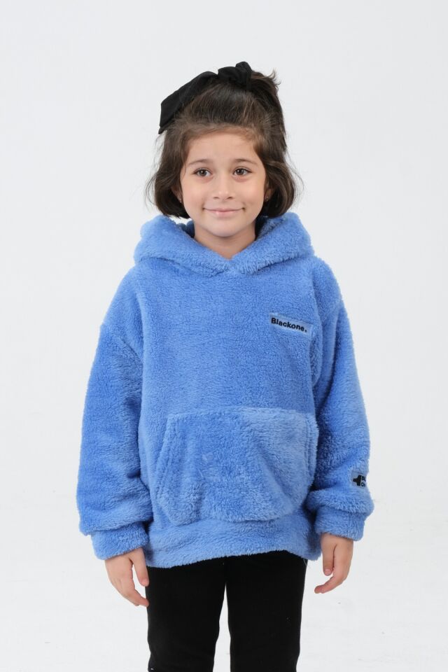 Erkek/Kız Çocuk Peluş Kapüşonlu Üst MAVİ - 2-3 Yaş