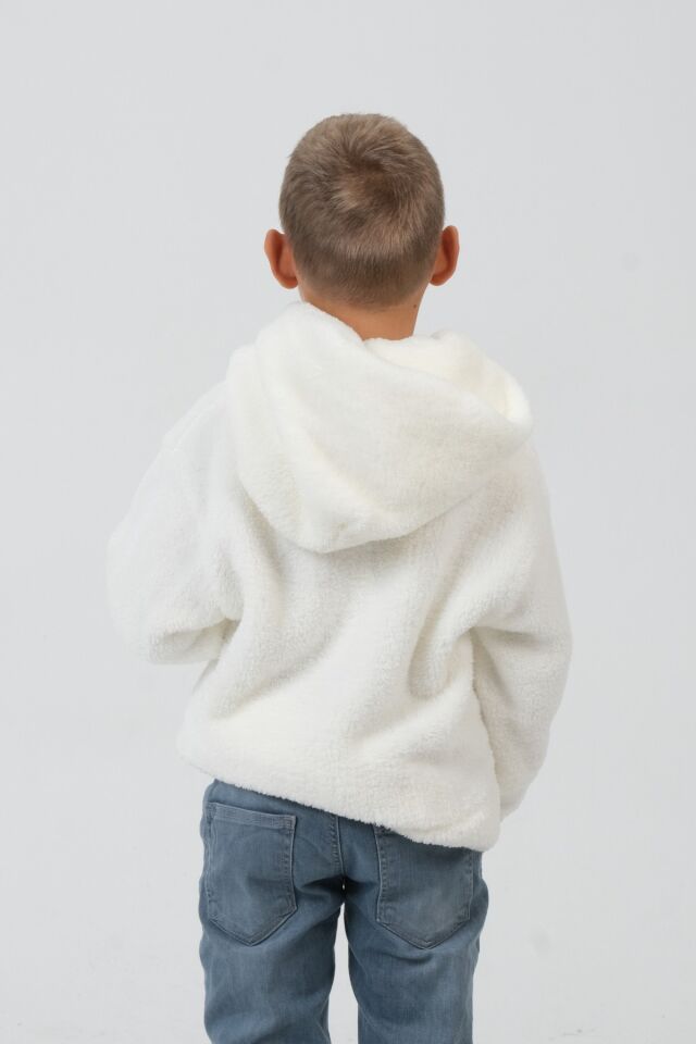 Erkek/Kız Çocuk Peluş Kapüşonlu Üst EKRU - 5-6 Yaş
