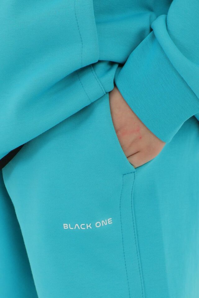 Erkek Çocuk Kapüşonlu Üç Parçadan Oluşan Baskı Detaylı Eşofman Takım LAKE BLUE - 9-10 Yaş