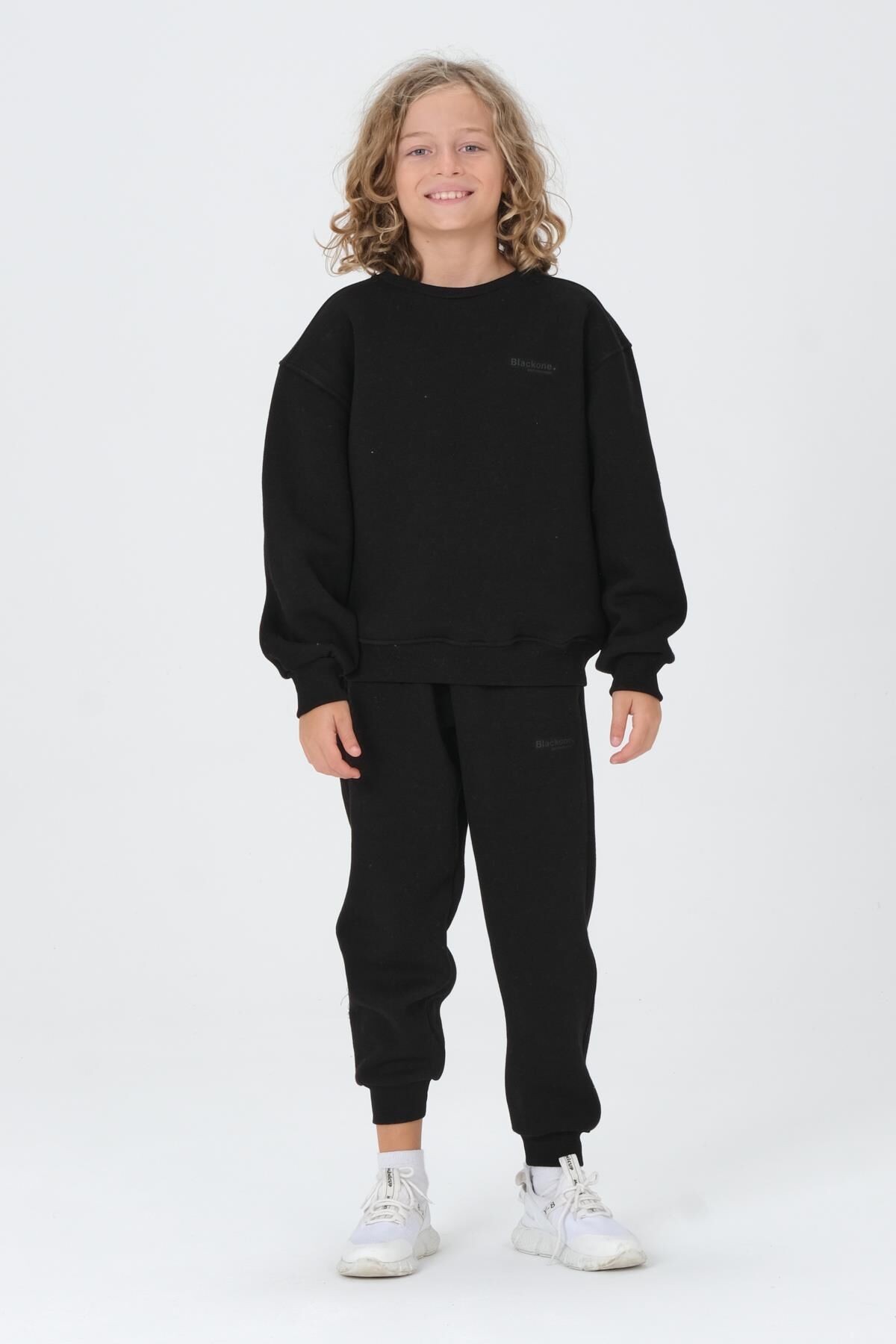 Bisiklet Yaka Baskı Detaylı Şardonlu Erkek Çocuk Eşofman Takımı