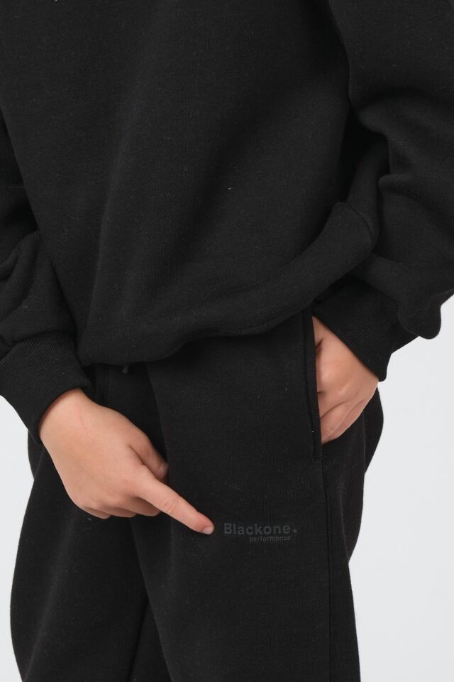 Bisiklet Yaka Baskı Detaylı Şardonlu Erkek Çocuk Eşofman Takımı