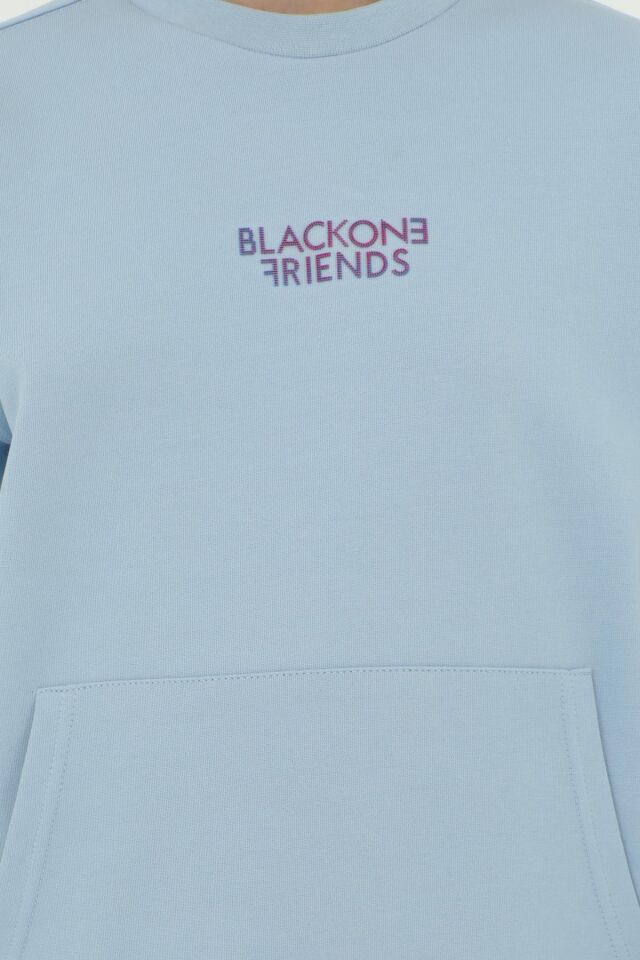 Kız Çocuk Bisiklet Yaka Baskı Detaylı Ayarlanabilir Lastik Bel Eşofman Takımı MAVİ - 8-9 Yaş