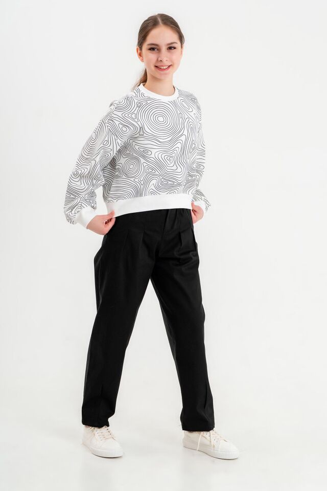 Black One 9-14 Yaş Kız Çocuk Sweat ve Bol Pantolon Takımı – Rahat Günlük Kombin