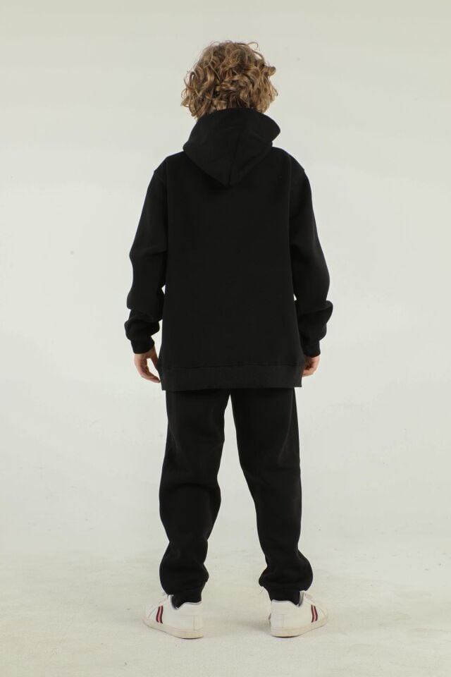 Kapüşonlu Kargo Cepli Kalın Erkek Çocuk Eşofman Takımı