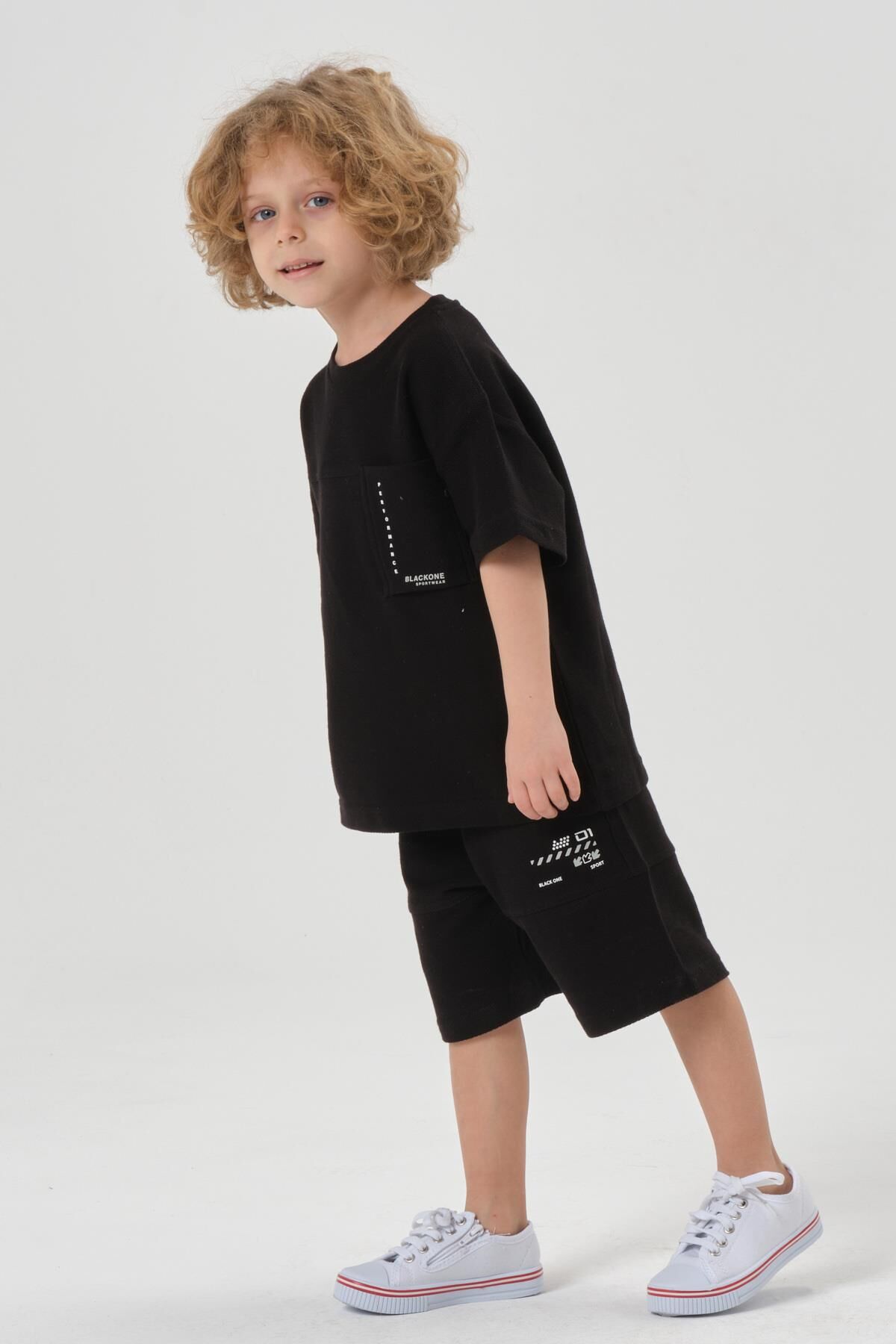 Erkek Çocuk Şort Bisiklet Yaka Üst Takım